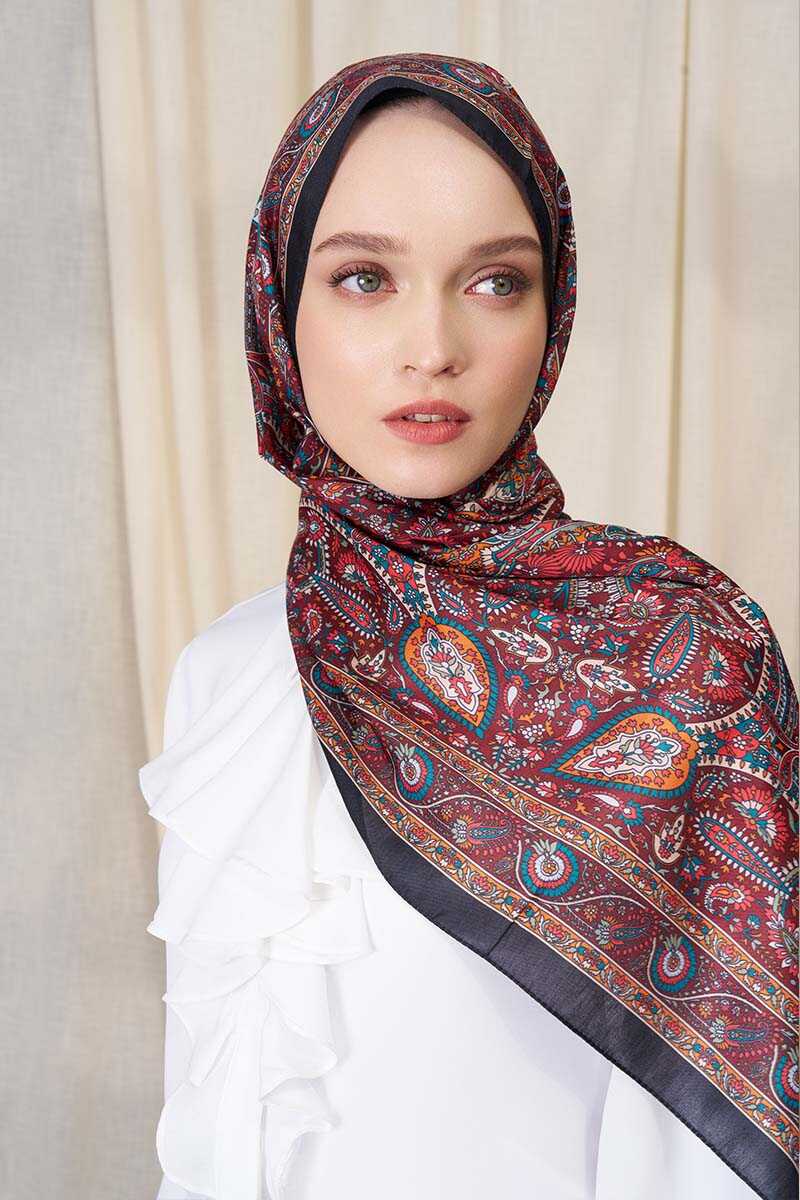 Historical Livia Desen Şal - Siyah - MADAME POLO