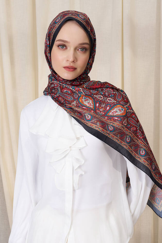 Historical Livia Desen Şal - Siyah - 4