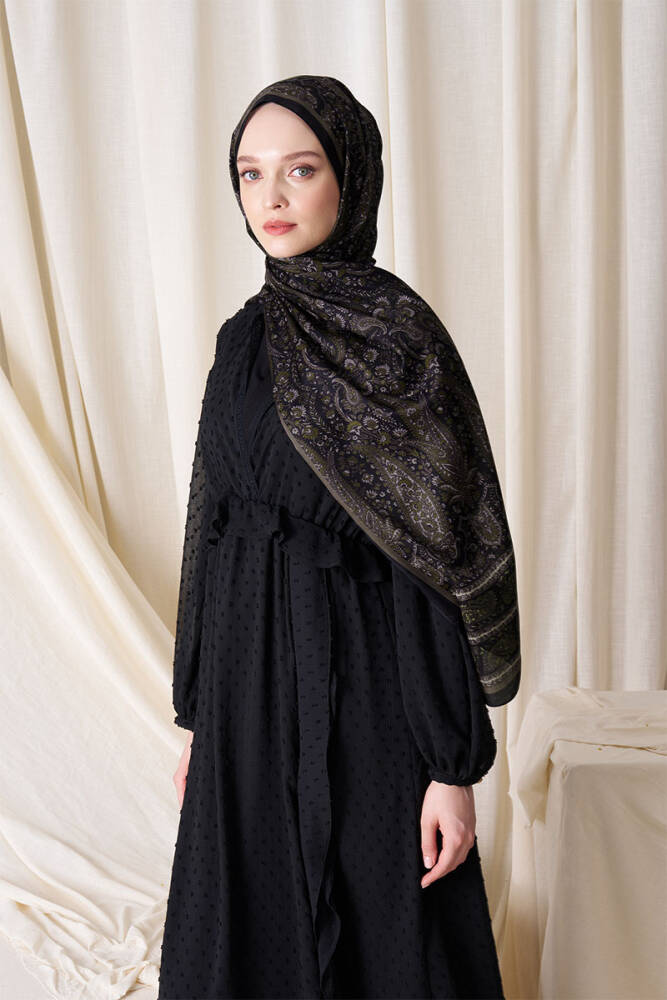 Historical Veloria Desen Şal - Gold / Siyah - 1