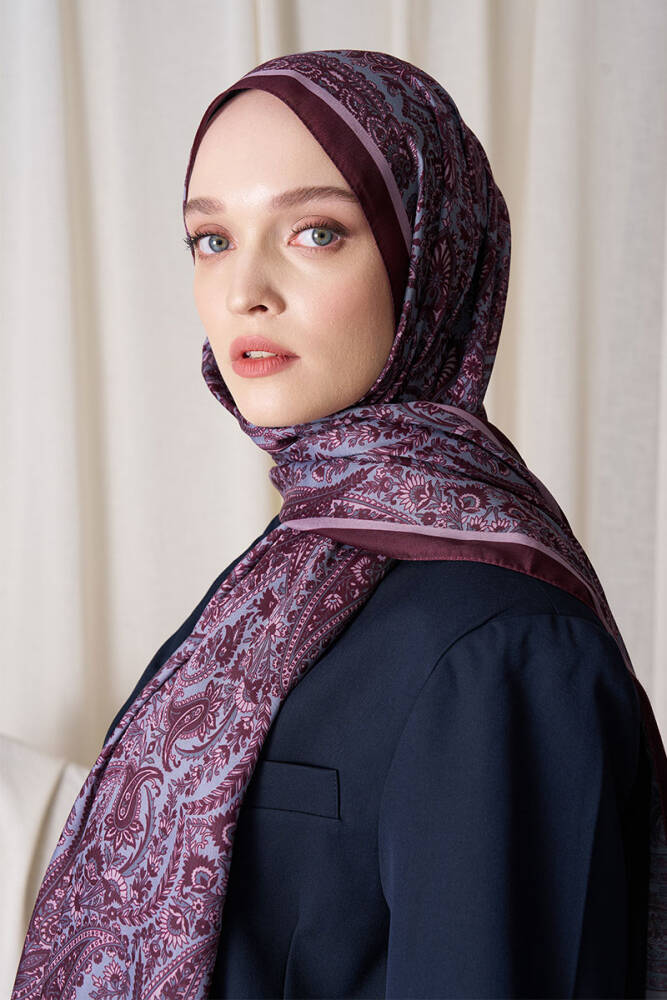 Historical Veloria Desen Şal - Gül Kurusu - 2