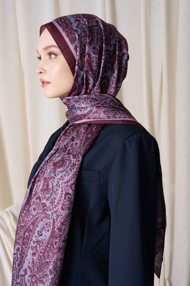 Historical Veloria Desen Şal - Gül Kurusu - 3