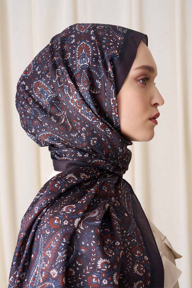 Kübra Koç Historical Veloria Desen Şal - Kahverengi - 2