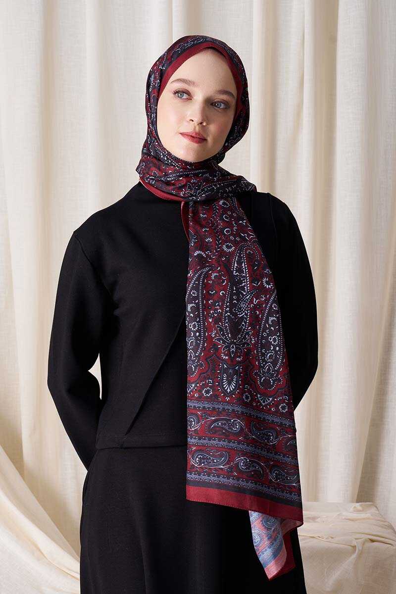 Historical Veloria Desen Şal - Kırmızı - MADAME POLO