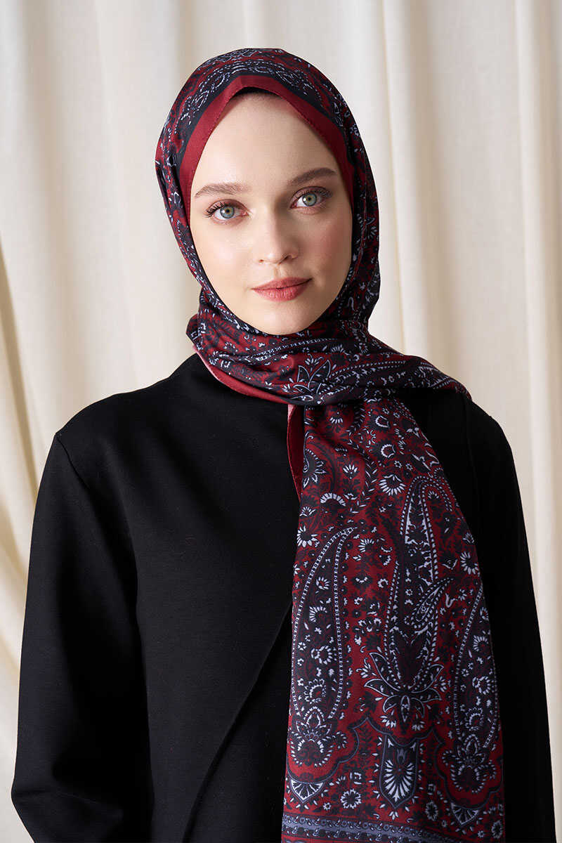 Historical Veloria Desen Şal - Kırmızı - MADAME POLO