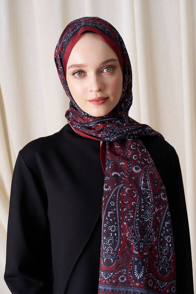 Historical Veloria Desen Şal - Kırmızı - 3