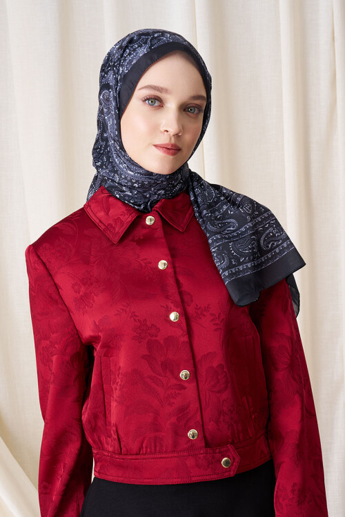 Historical Veloria Desen Şal - Siyah 