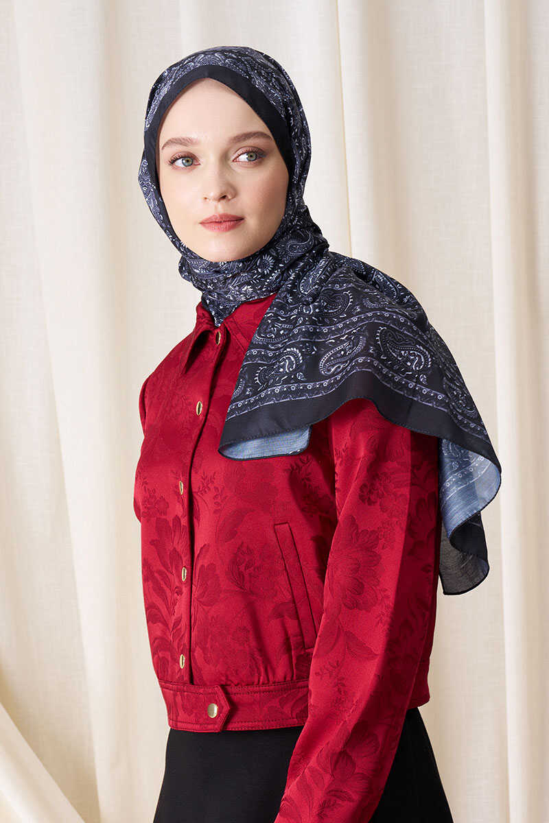 Historical Veloria Desen Şal - Siyah - MADAME POLO