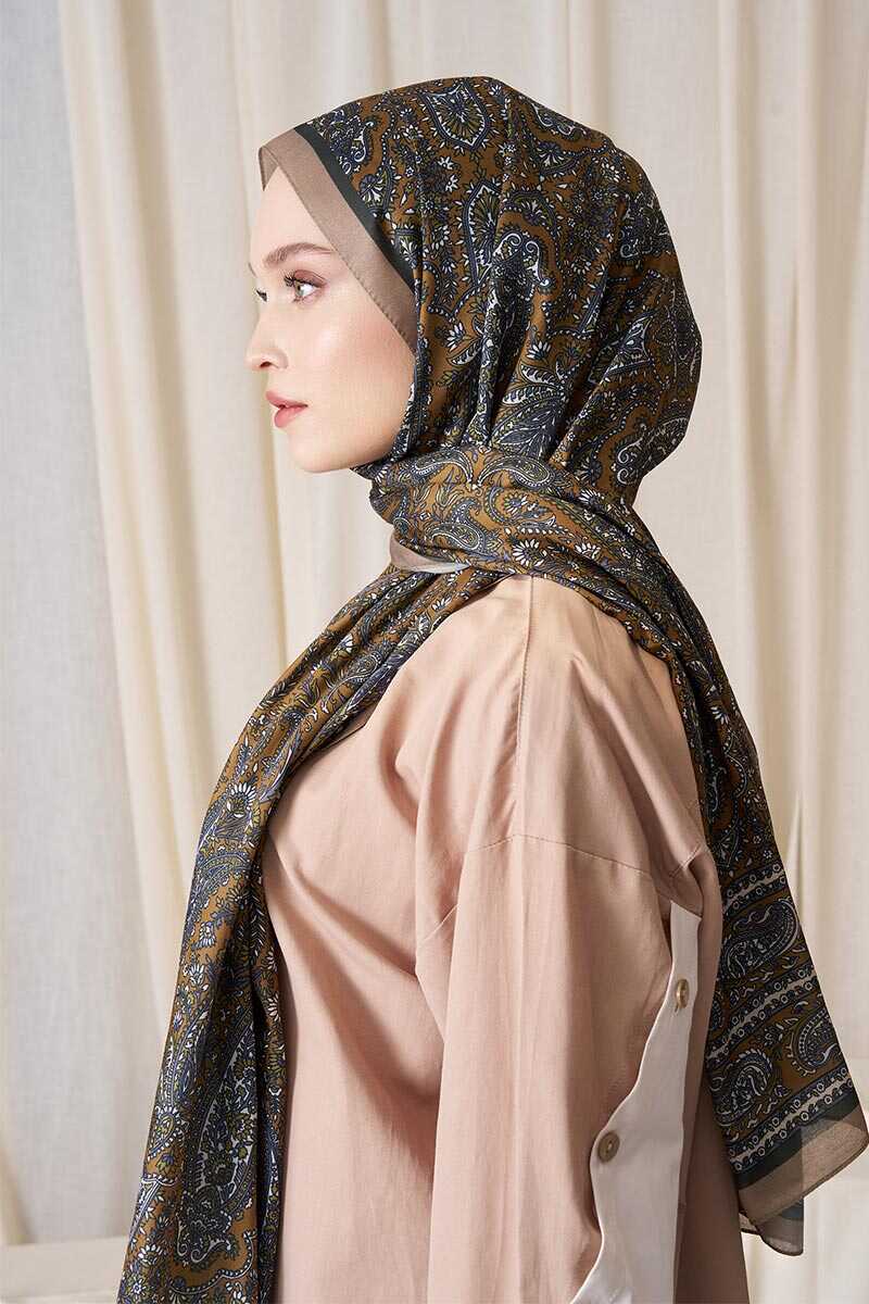 Historical Veloria Desen Şal - Yağ Yeşili - MADAME POLO