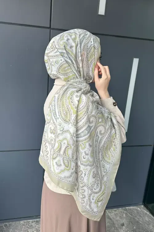 Historical Victorian Desen Şal - Açık Yeşil 