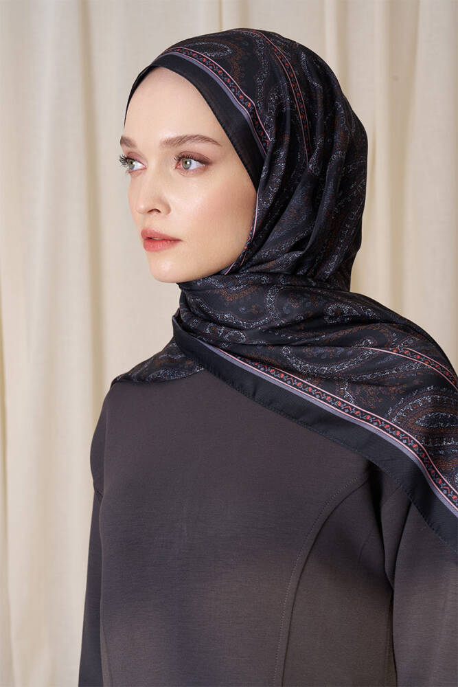 Historical Victorian Desen Şal - Antrasit - 2