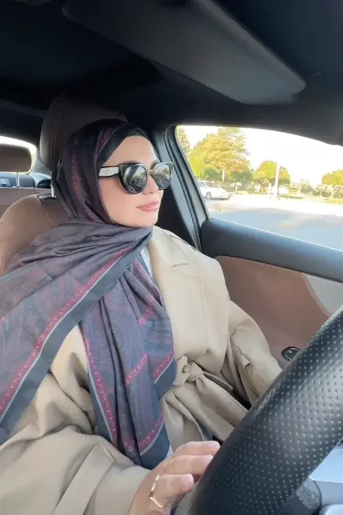 Historical Victorian Desen Şal - Bordo / Siyah 