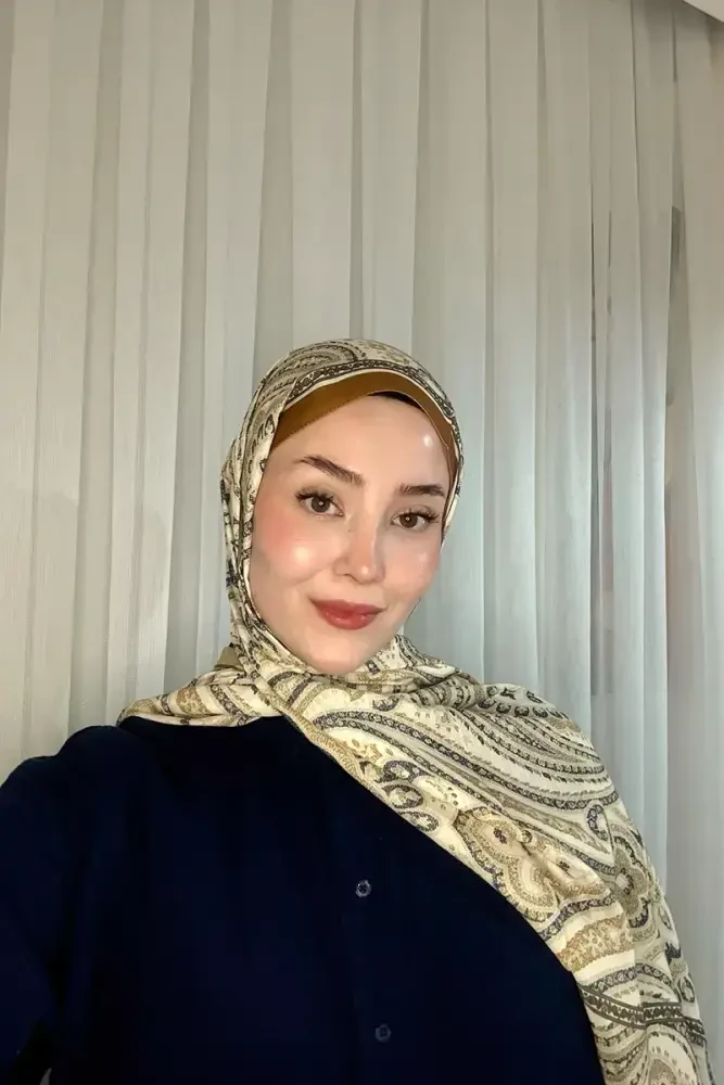 Historical Victorian Desen Şal - Camel - MADAME POLO