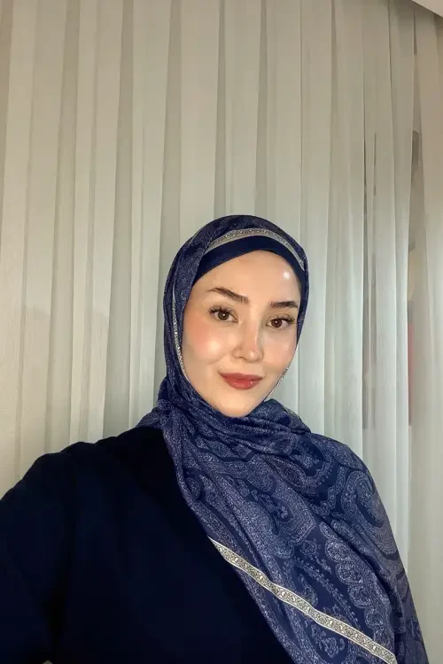 Historical Victorian Desen Şal - Gece Mavisi 