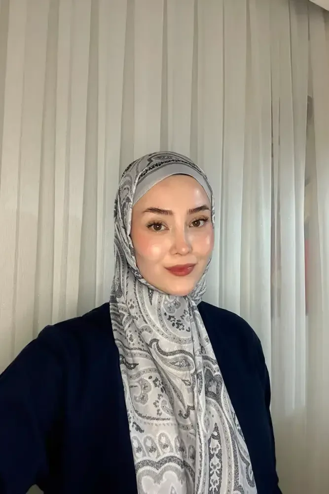 Historical Victorian Desen Şal - Gri - MADAME POLO