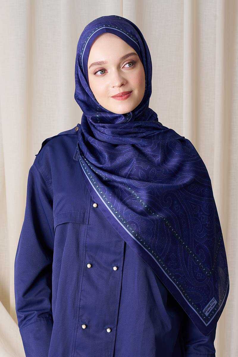 Berce Kaplan Historical Victorian Desen Şal - Lacivert - MADAME POLO