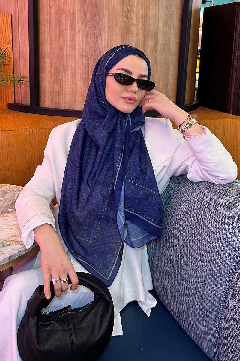 Berce Kaplan Historical Victorian Desen Şal - Lacivert - MADAME POLO