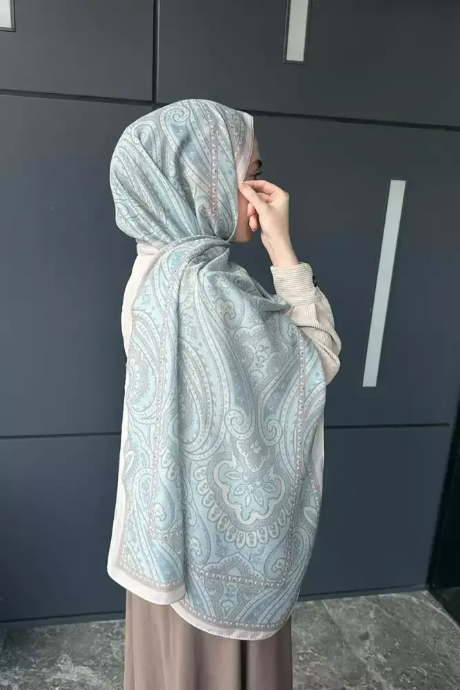 Historical Victorian Desen Şal - Mint - MADAME POLO