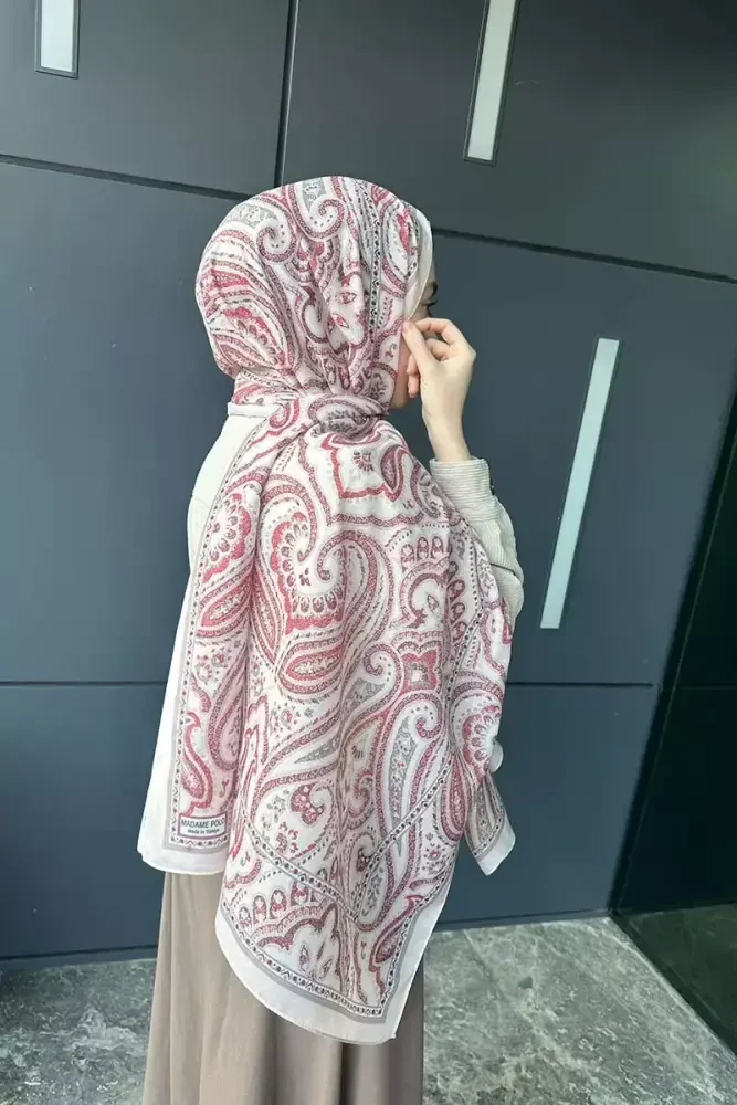 Historical Victorian Desen Şal - Pembe - 1