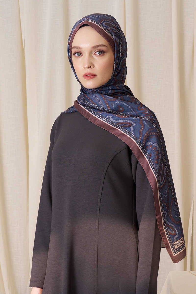 Historical Victorian Desen Şal - Petrol - MADAME POLO