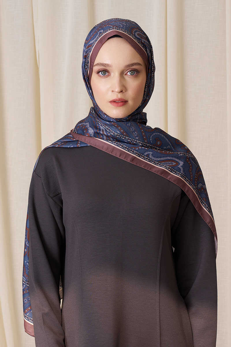 Historical Victorian Desen Şal - Petrol - MADAME POLO