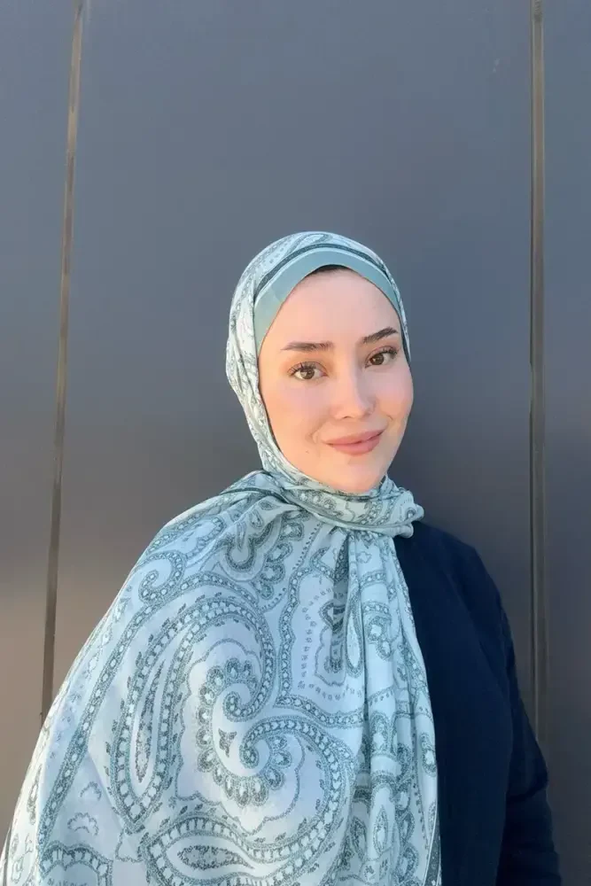 Historical Victorian Desen Şal - Su Yeşili - MADAME POLO