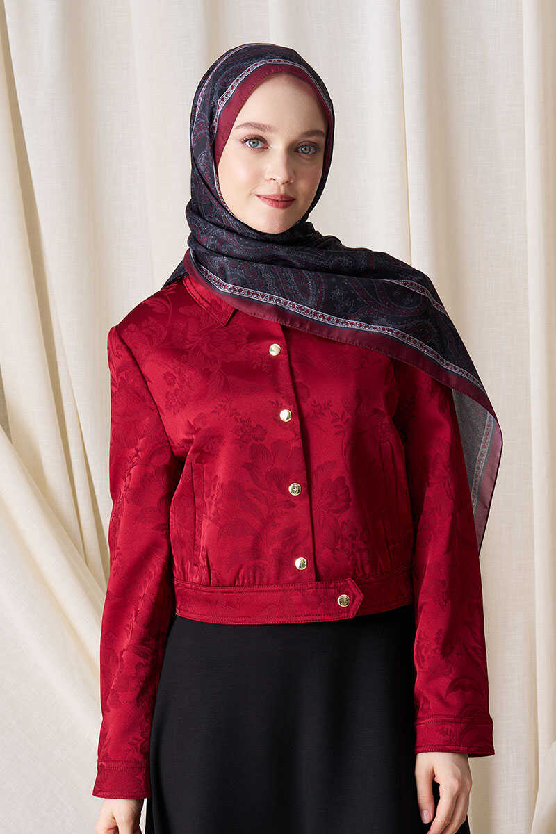 Historical Victorian Desen Şal -Vişne - MADAME POLO