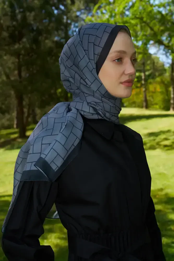 Hyper Geometrik Desen Şal - Antrasit - 4