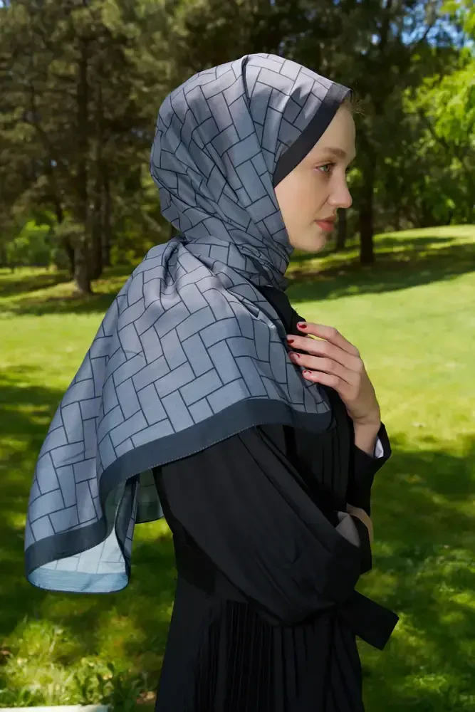 Hyper Geometrik Desen Şal - Antrasit - 5