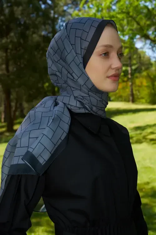 Hyper Geometrik Desen Şal - Antrasit 