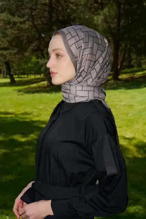 Hyper Geometrik Desen Şal - Vizon 