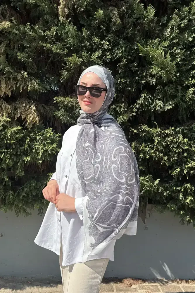 Hyper Retro Desen Şal - Gri - 1