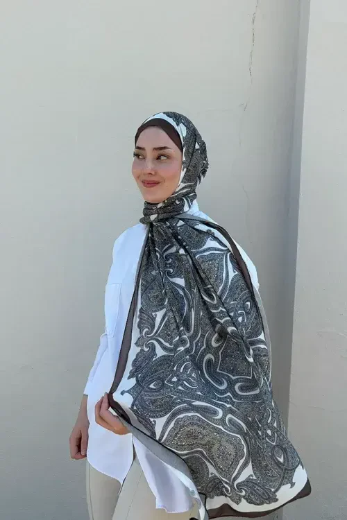 Hyper Retro Desen Şal - Kahverengi 