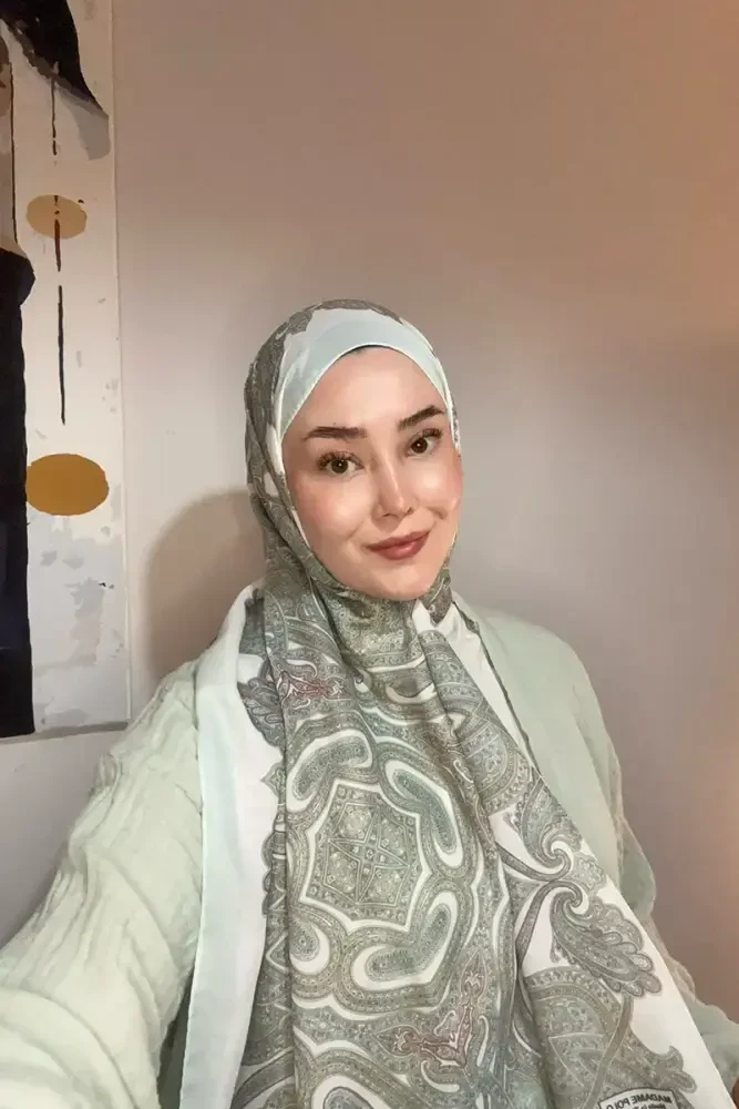 Hyper Retro Desen Şal - Mint - MADAME POLO