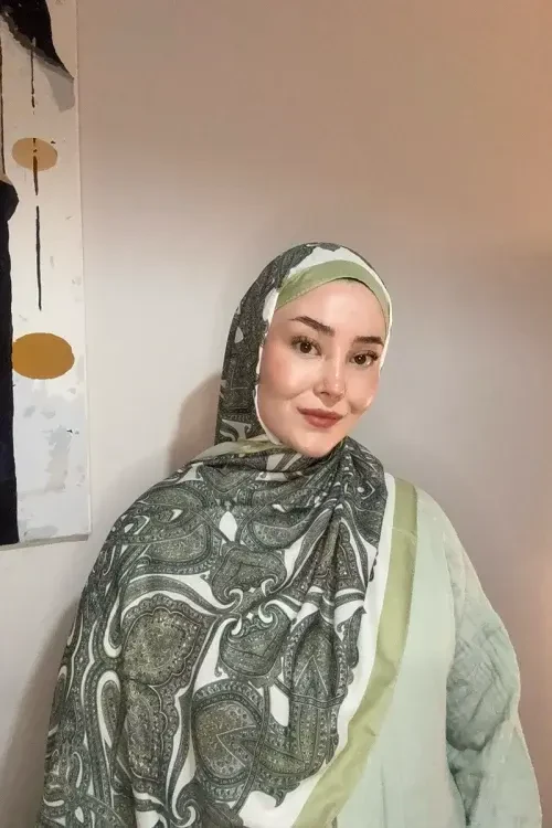 Hyper Retro Desen Şal - Yeşil 