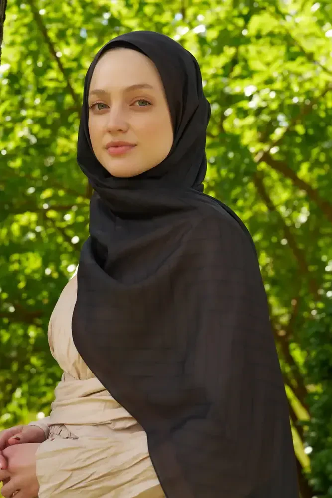Hyper Zikzak Desen Şal - Acı Kahve - 1