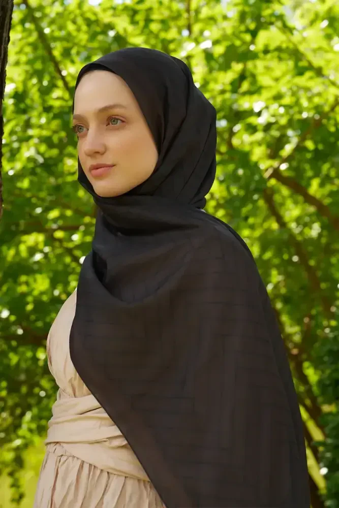 Hyper Zikzak Desen Şal - Acı Kahve - 2