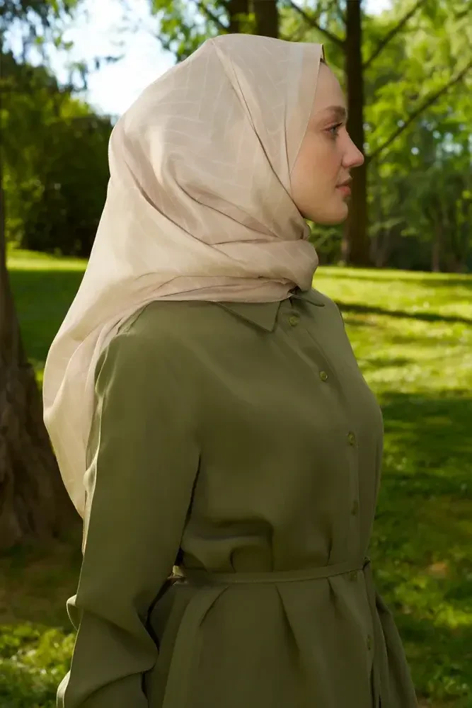 Hyper Zikzak Desen Şal - Bej - 2