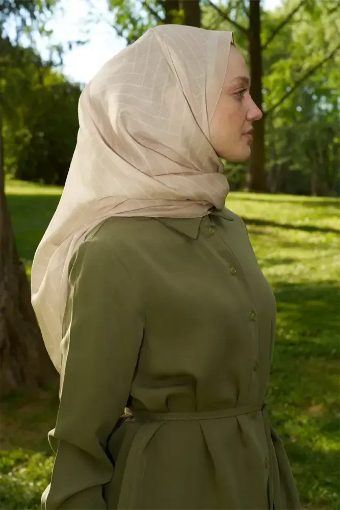 Hyper Zikzak Desen Şal - Bej - 4