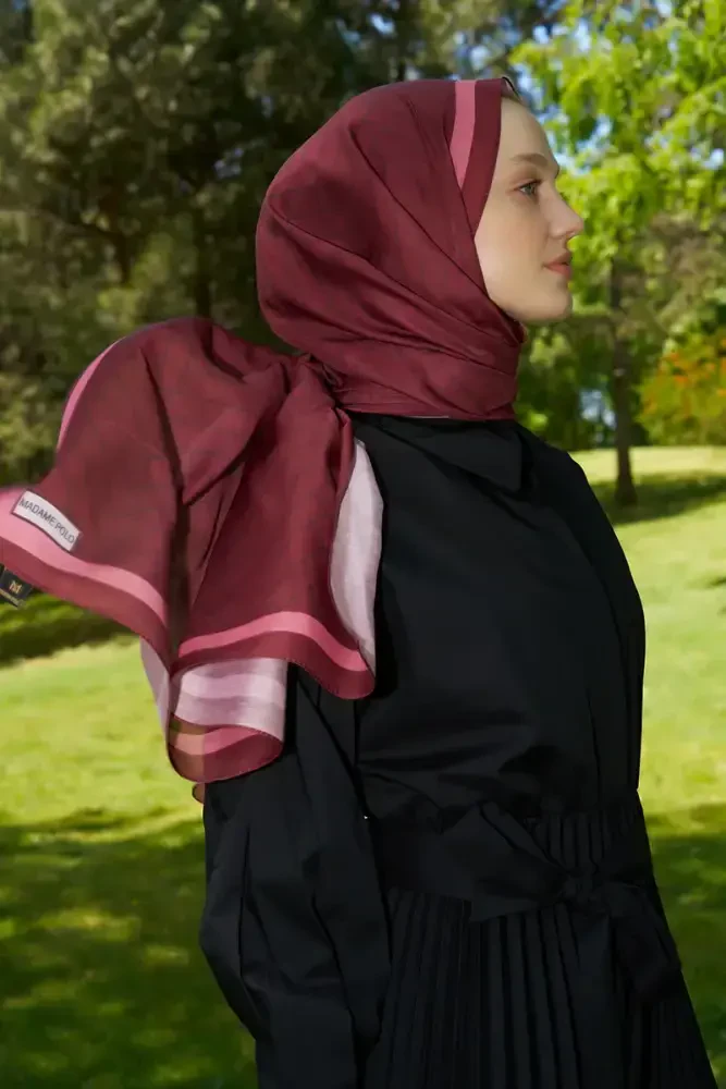 Hyper Zikzak Desen Şal - Bordo - 2