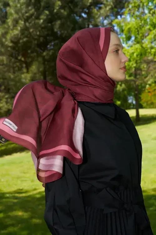 Hyper Zikzak Desen Şal - Bordo 