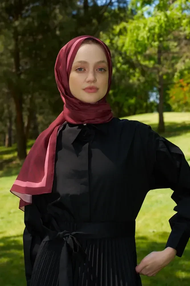 Hyper Zikzak Desen Şal - Bordo - 2