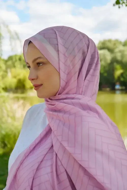 Hyper Zikzak Desen Şal - Pembe 
