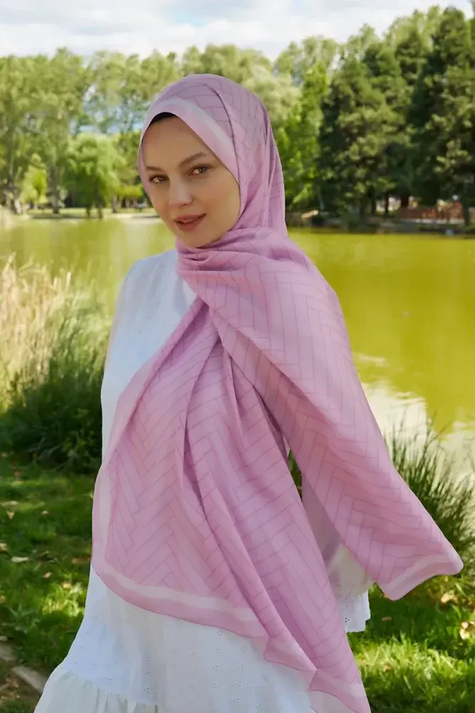 Hyper Zikzak Desen Şal - Pembe - 2