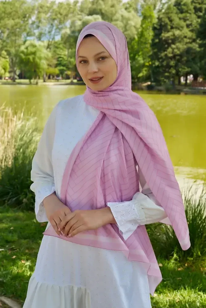 Hyper Zikzak Desen Şal - Pembe - 4