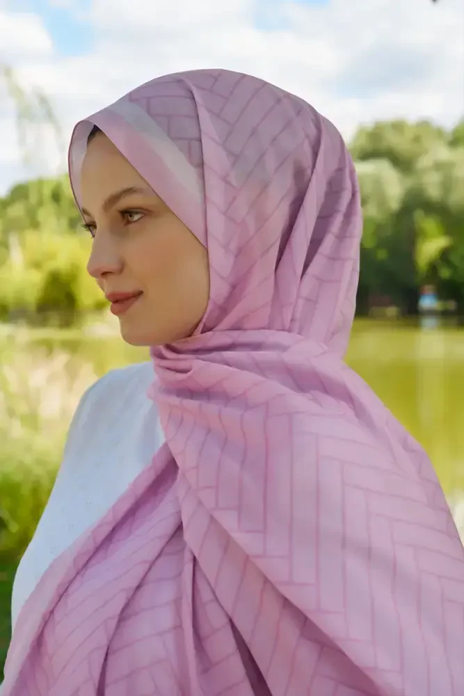 Hyper Zikzak Desen Şal - Pembe - 1