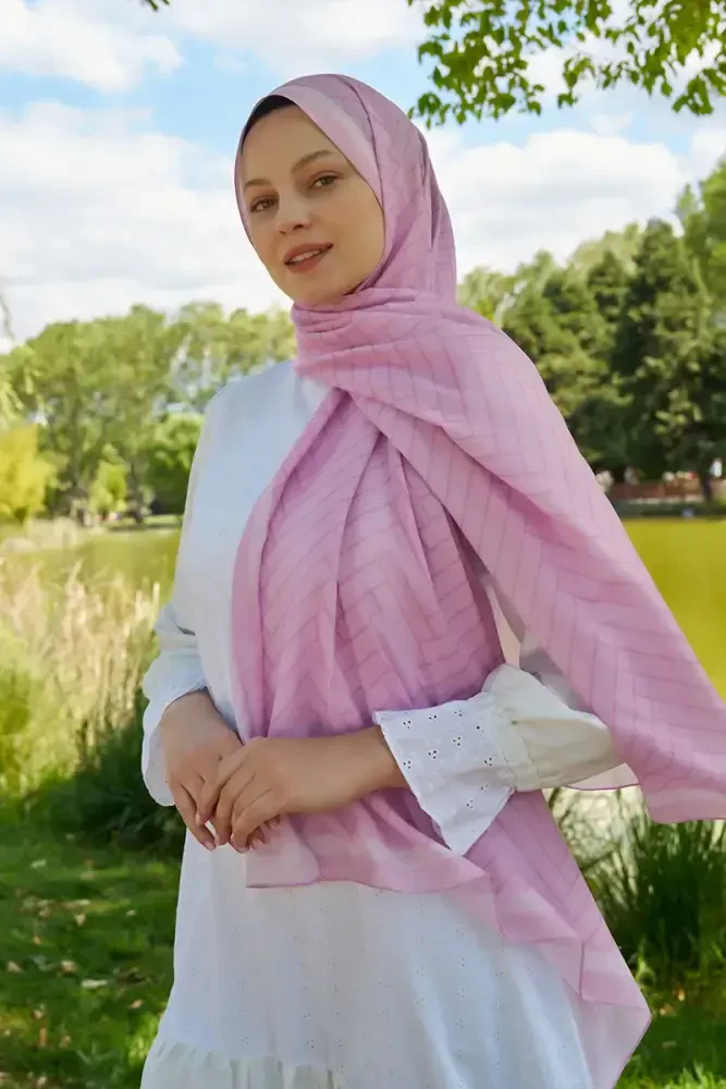 Hyper Zikzak Desen Şal - Pembe - 2