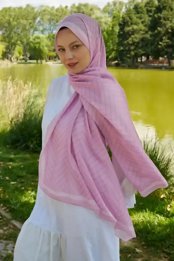 Hyper Zikzak Desen Şal - Pembe - 3