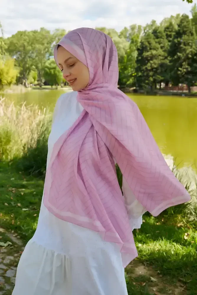 Hyper Zikzak Desen Şal - Pembe - 4