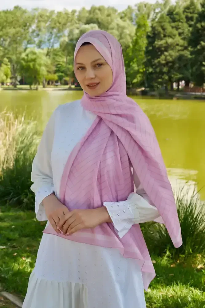 Hyper Zikzak Desen Şal - Pembe - 5