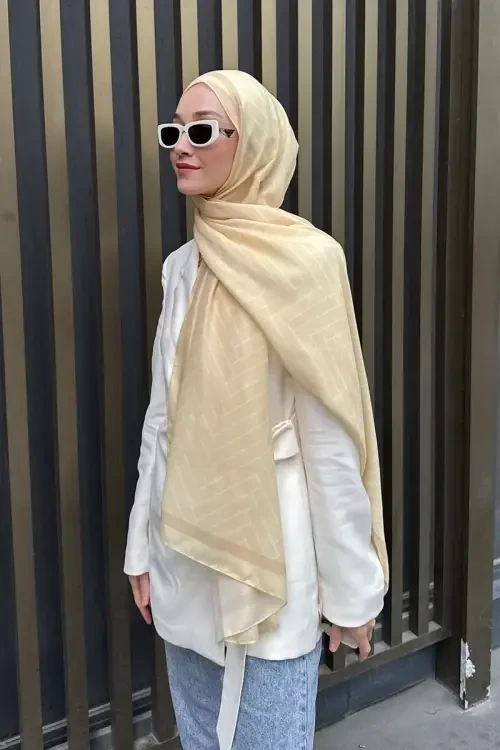 Hyper Zikzak Desen Şal - Sarı 